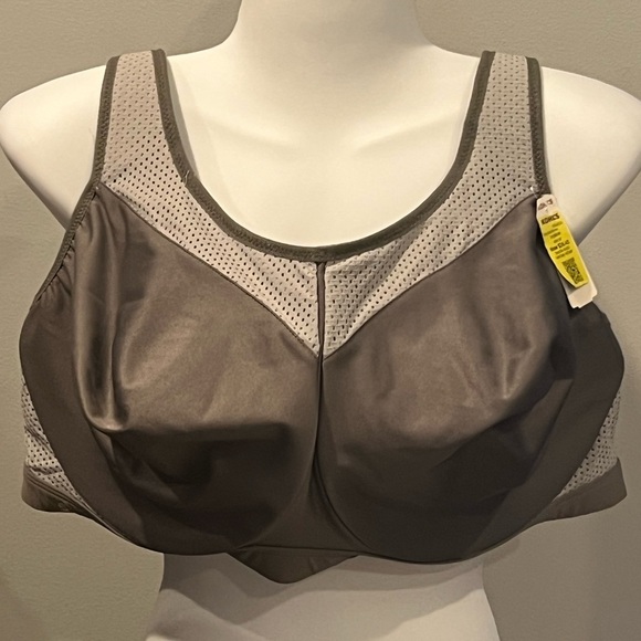 Glamorise Sport Gray Mesh Underwire Non Padded Bra 46F NWT - Picture 1 of 4
